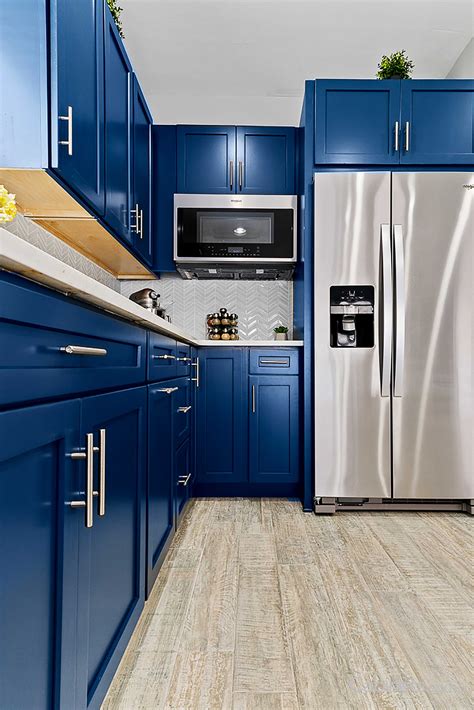 navy cabinets stainless steel|blue navy kitchen cabinets.